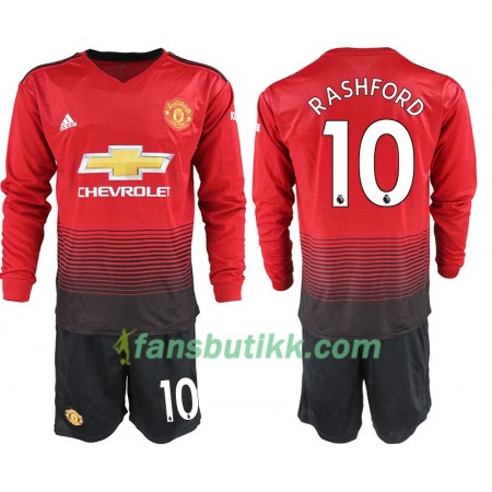 Fotballdrakt Manchester United RASHFORD 10 Barn Hjemmetrøye 2018-2019 Langermet